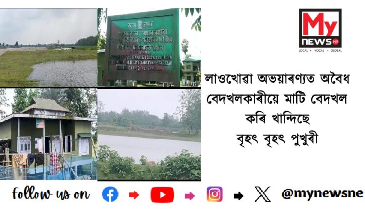 লাওখোৱা অভয়াৰণ্যত অবৈধ বেদখলকাৰীয়ে মাটি বেদখল কৰি খান্দিছে বৃহৎ বৃহৎ পুখুৰী
