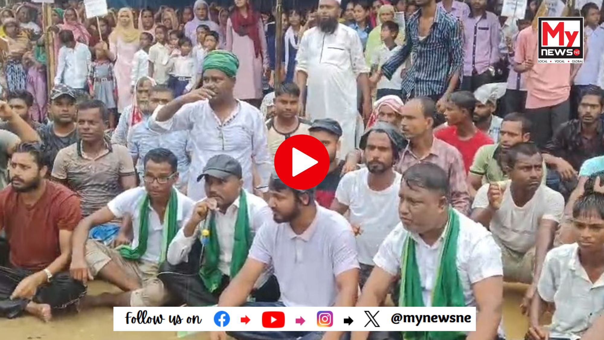 বিলাসীপাৰাত বৰষুণৰ মাজতে প্ৰতিবাদত নামিল হাজাৰ হাজাৰ খিলঞ্জীয়া লোক